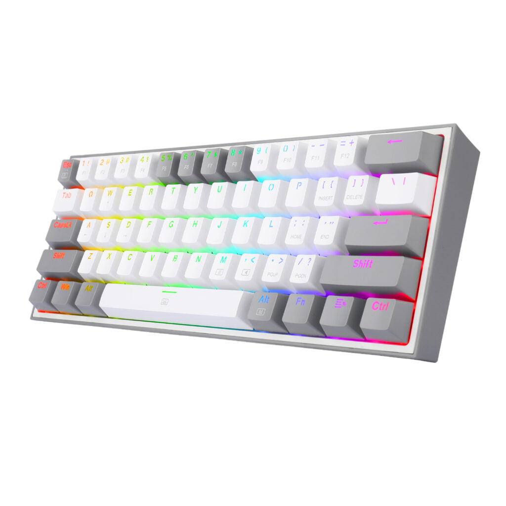 Redragon K617 FIZZ 60% Wired RGB Gaming Keyboard – White/Grey