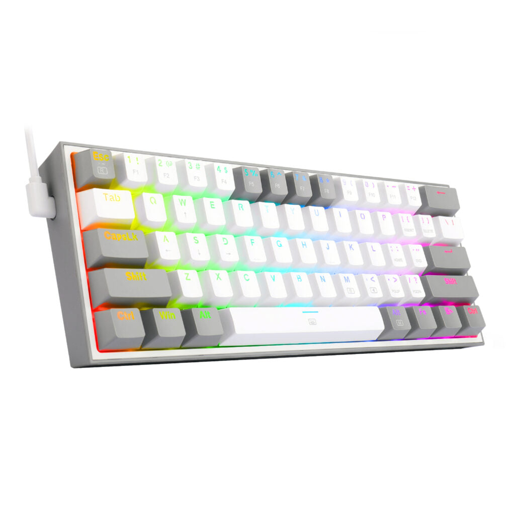 Redragon K617 FIZZ 60% Wired RGB Gaming Keyboard – White/Grey